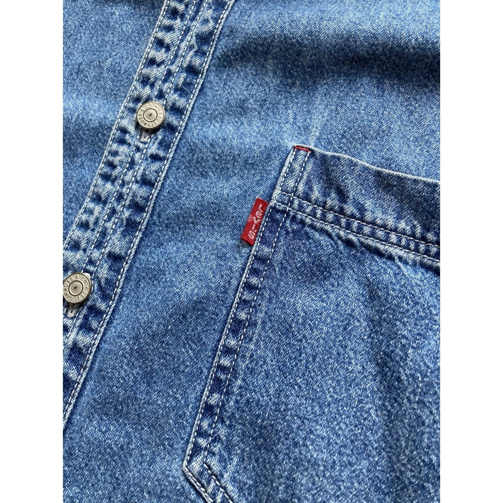 Vintage Levis Denim Shirt Mens Size Large Blue Y2K Button Up Long Sleeve - Picture 4 of 12